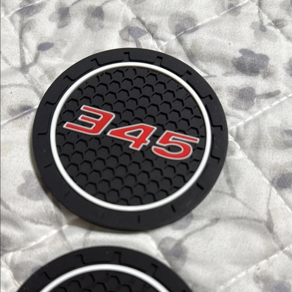 Black and Red 345 Car Coasters - Picture 2 of 4
